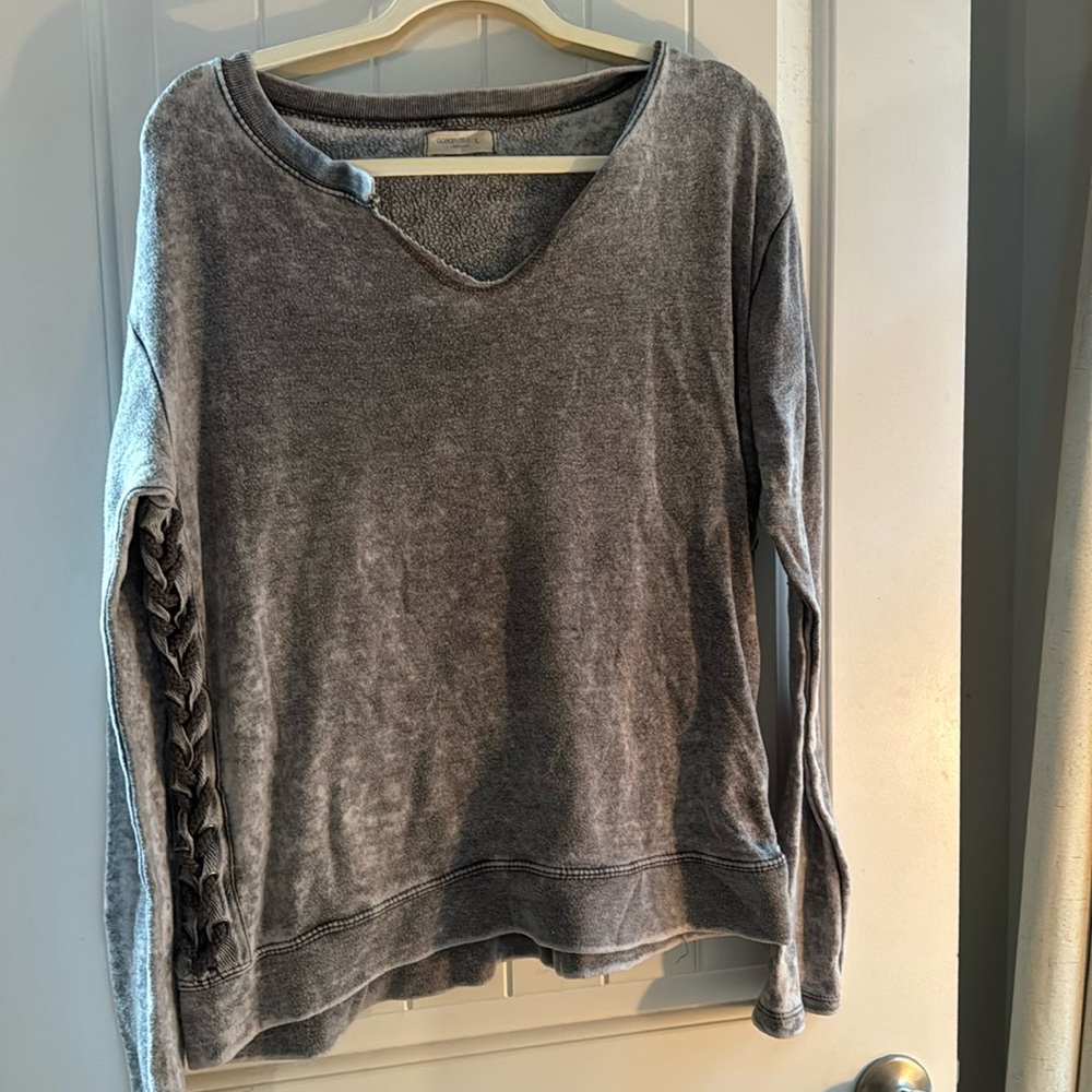 Braided Sides Grey Light Sweatshirt Top